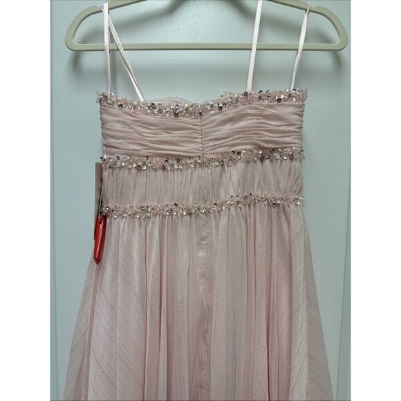 Mac Duggal Size 6 Pink 68096 Beaded Strapless Ruffle High Low Gown Dress New - Picture 7 of 11